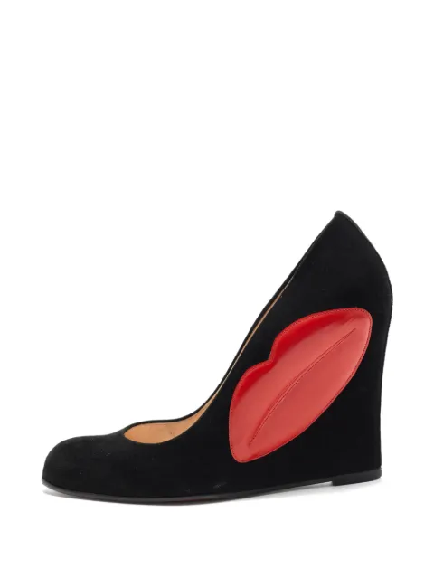 Christian Louboutin Pre-Owned lip-patch wedge pumps Black 1359509