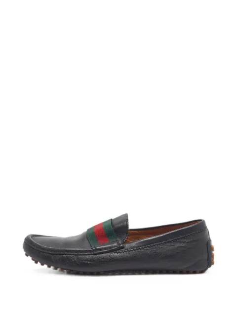 Gucci Pre-Owned Web stripe driver loafers Black 1329562