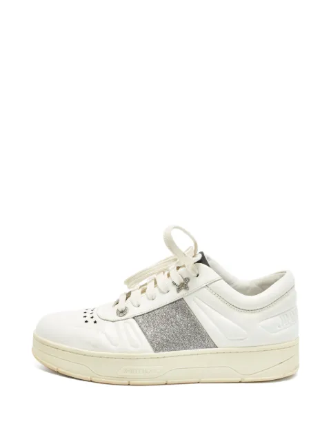 Jimmy Choo Pre-Owned Hawaii/F glitter sneakers White 1359010