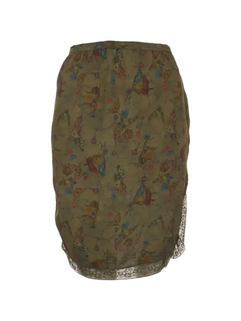 Zadig&Voltaire floral butterfly-print lace-trim mini skirt Green 1337949