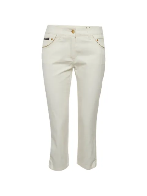 Dolce & Gabbana Pre-Owned gold-trim cropped jeans White 1309707