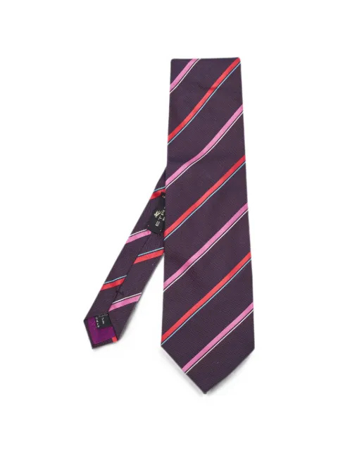 Etro Pre-Owned striped tie Purple 1360075