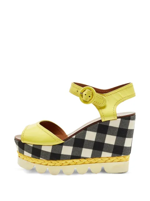 Dolce & Gabbana Pre-Owned gingham wedge sandals Yellow 1331298