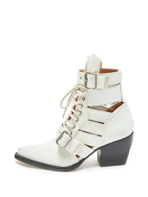Chloé Pre-Owned Rylee cut-out ankle boots White 1358995