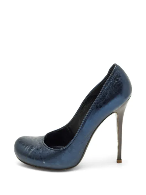 Alexander McQueen Pre-Owned metallic foil leather pumps Blue 1282847