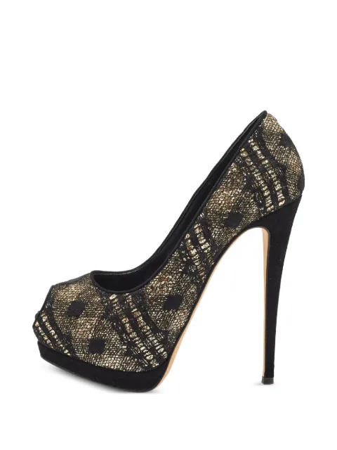 Giuseppe Zanotti Vintage glitter lace pumps Black 1340366