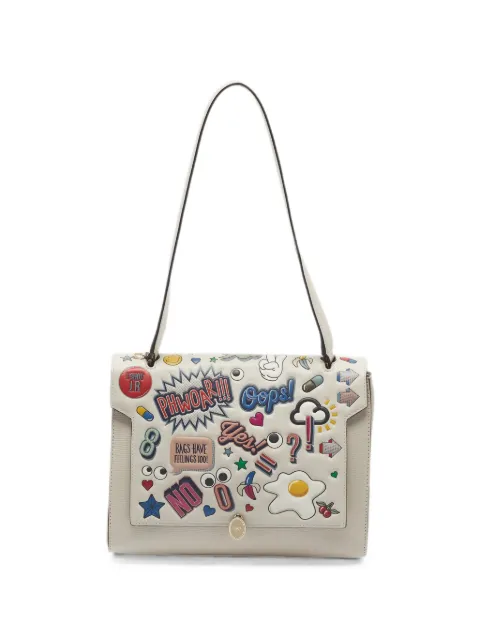 Anya Hindmarch All Over Wink Stickers flap shoulder bag White 1357356