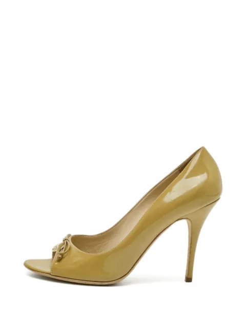 Fendi Pre-Owned logo peep-toe pumps Neutrals 1304478