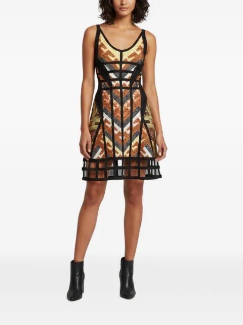 Hervé Léger Pre-Owned Amella jacquard mini dress Black 1349700