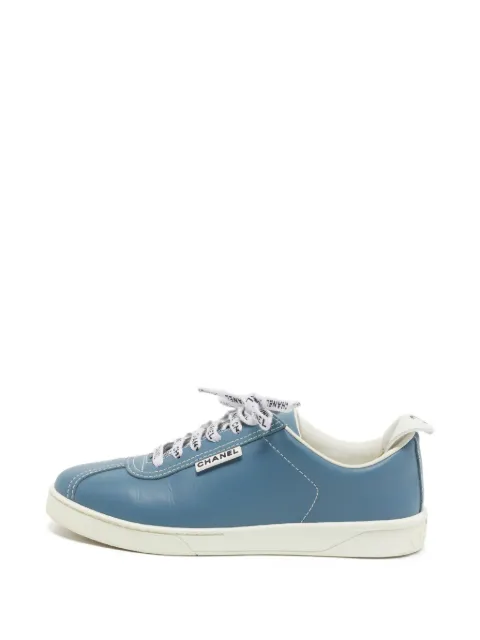 CHANEL Pre-Owned CC lace-up sneakers Blue 1326712