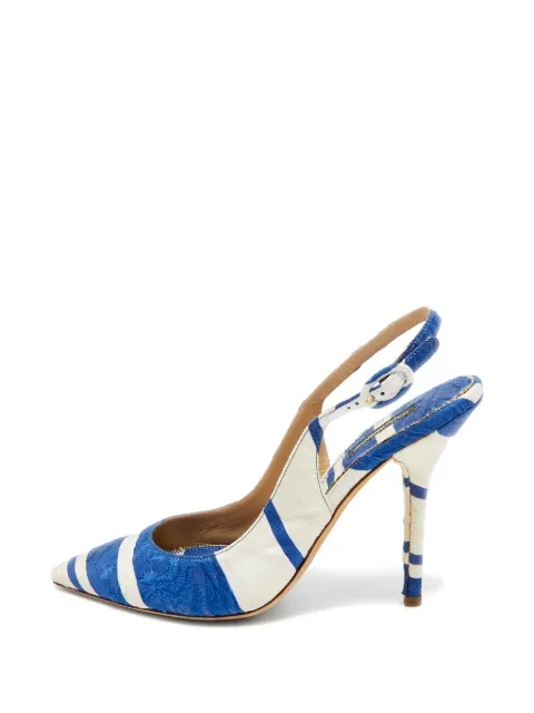 Dolce & Gabbana Pre-Owned brocade-fabric pointed-toe slingback pumps Blue 1271356