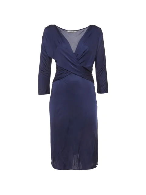 Christian Dior Pre-Owned draped jersey midi dress Blue 1315224