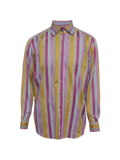 Etro Pre-Owned stripe-pattern cotton shirt Yellow 1307572