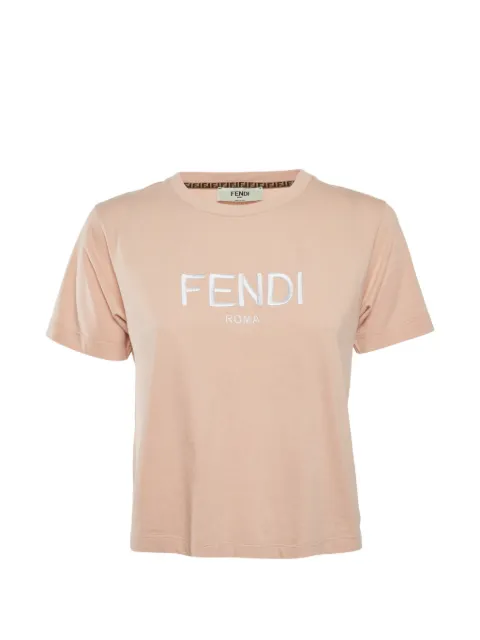 Fendi Pre-Owned embroidered-logo T-shirt Pink 1317103