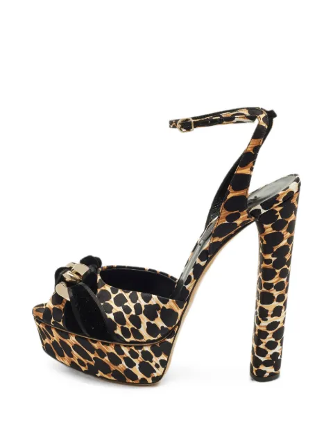 Casadei leopard-print ankle-strap platform sandals Black 1306758
