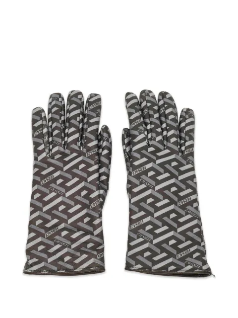 Versace Pre-Owned La Greca print leather gloves Black 1332913