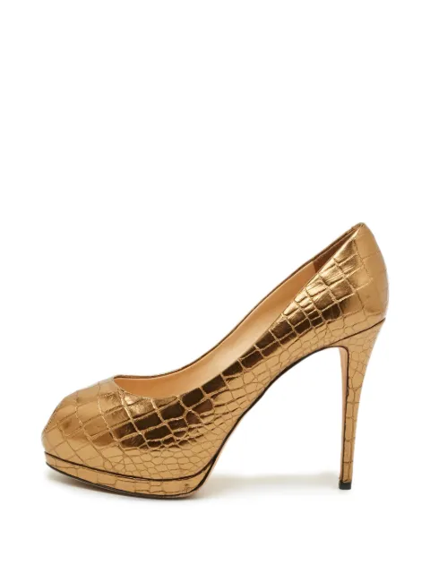 Giuseppe Zanotti Vintage croc-embossed peep-toe pumps Gold 1293931