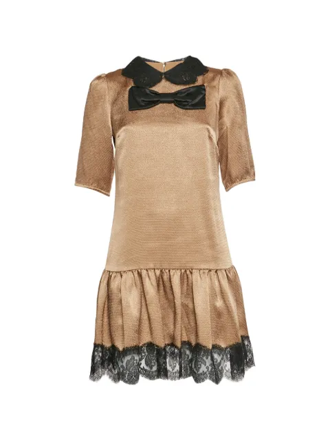 Dolce & Gabbana Pre-Owned lace-trim ruffled-hem mini dress Neutrals 1325244