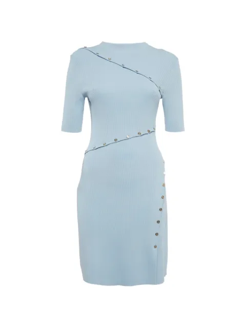Maje ribbed-knit button-detail mini dress Blue 1279526