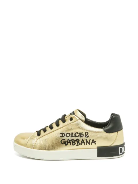 Dolce & Gabbana Pre-Owned Portofino leather sneakers Gold 1360366