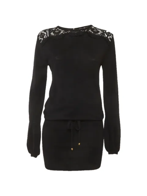 PUCCI Pre-Owned lace-trim wool mini dress Black 1317981