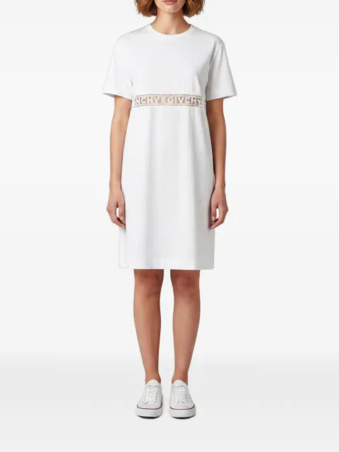 Givenchy Pre-Owned lace-trim short-sleeve mini T-shirt dress White 1361325