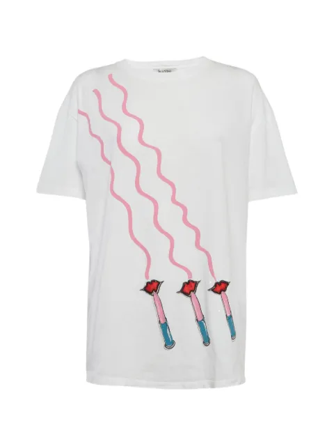Valentino Garavani Pre-Owned lipstick-print jersey T-shirt White 1288946