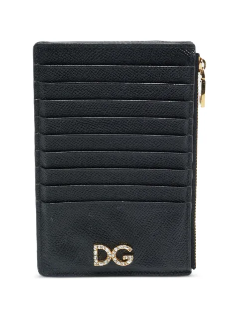 Dolce & Gabbana Pre-Owned DG-plaque crystal-embellished card holder Black 1276995