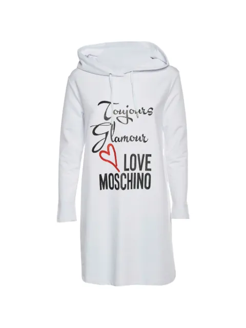 Love Moschino logo print hoodie dress White 1328455