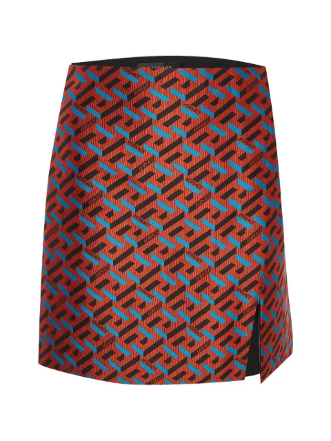 Versace Pre-Owned La Greca jacquard mini skirt Orange 1355451
