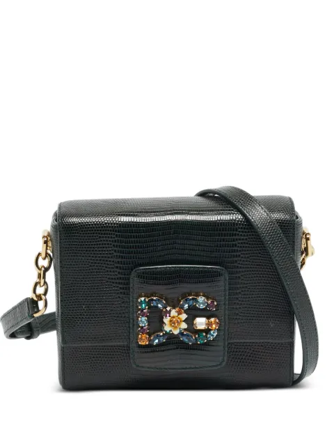 Dolce & Gabbana Pre-Owned DG Millennials lizard-embossed crossbody bag Green 1288622