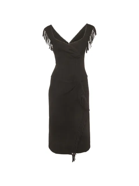Ermanno Scervino fringe-detail cashmere midi dress Black 1360181