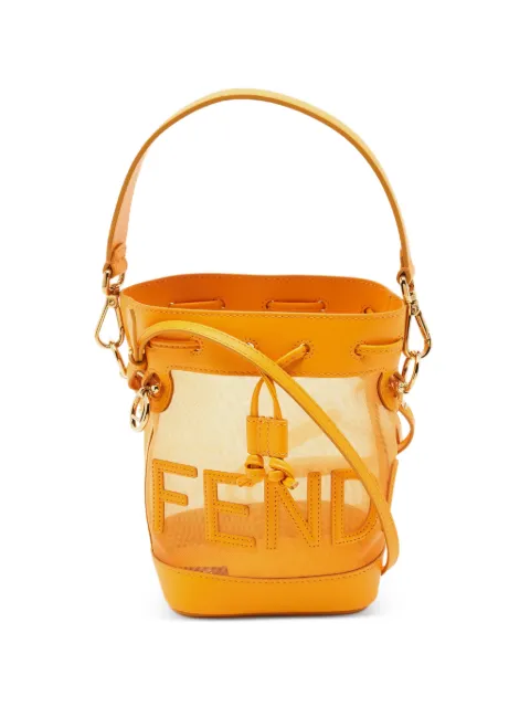 Fendi Pre-Owned 2021 mini Mon Tresor mesh bucket bag Orange 1343330