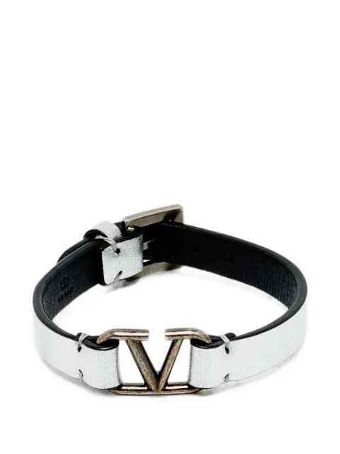 Valentino Garavani Pre-Owned VLogo leather bracelet Silver 1339007