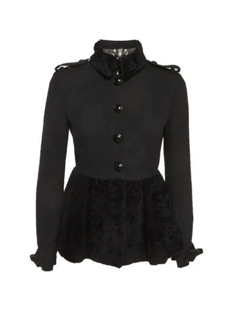 Burberry Pre-Owned shearling-trim crepe coat Black 1296151