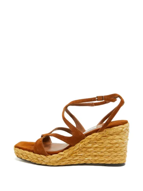 Jimmy Choo Pre-Owned Ayla raffia wedge sandals Brown 1342854
