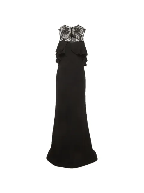 Alexander McQueen Pre-Owned ruffled lace-panel maxi dress Black 1355933