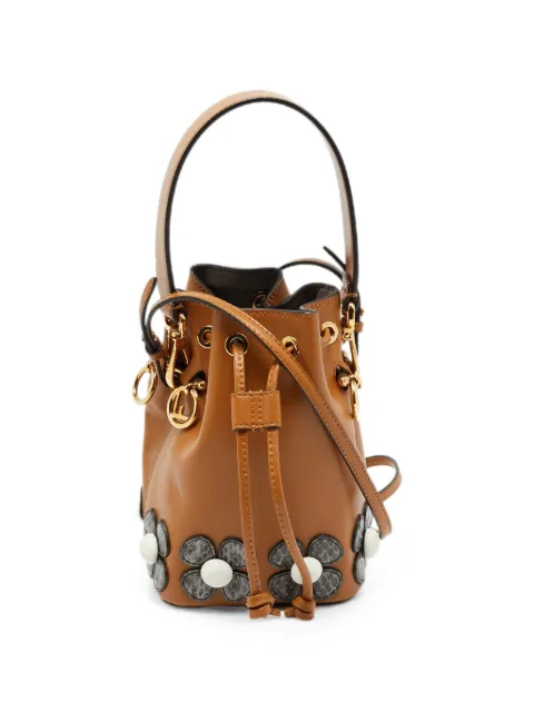 Fendi Pre-Owned Mon Tresor floral-patch bucket bag Brown 1288505