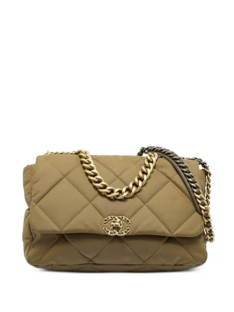 CHANEL Pre-Owned 2020 19 Flap quilted shoulder bag Green 1352955
