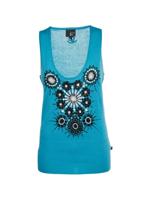 Just Cavalli Vintage embroidered jersey tank top Blue 1335849