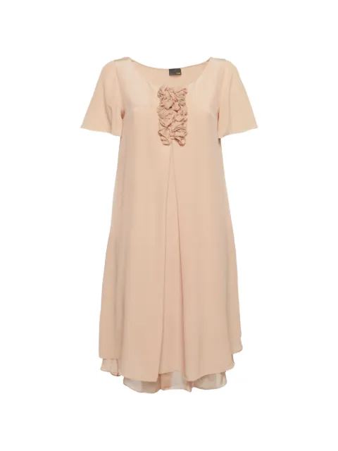 Fendi Pre-Owned frilled-detail silk mini dress Neutrals 1306982