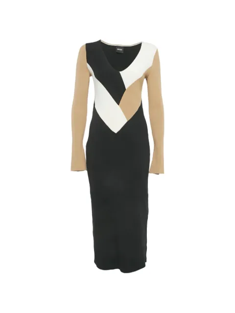 BOSS Florency rib-knit long-sleeve maxi dress Black 1277758