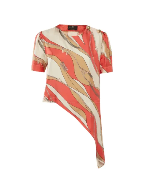 Elisabetta Franchi printed asymmetric top Orange 1317011
