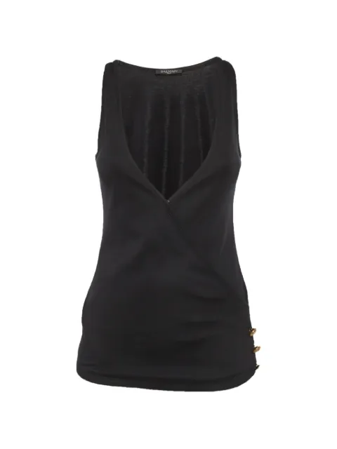 Balmain Pre-Owned crossover V-neck top Black 1299798
