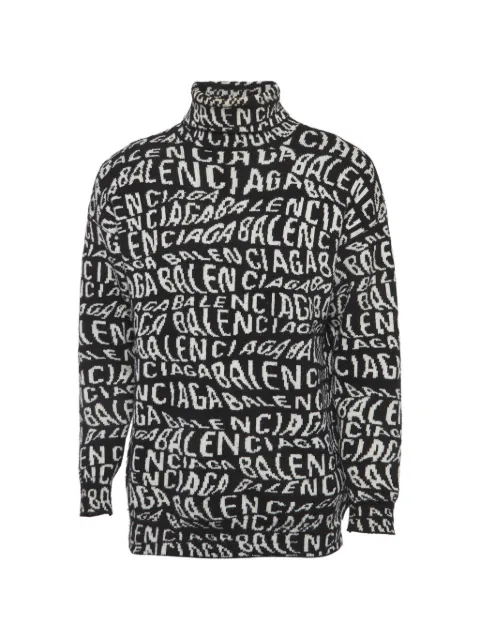 Balenciaga Pre-Owned logo wave turtleneck sweater Black 1312398