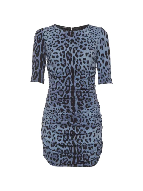 Dolce & Gabbana Pre-Owned animal-print ruched mini dress Blue 1313484