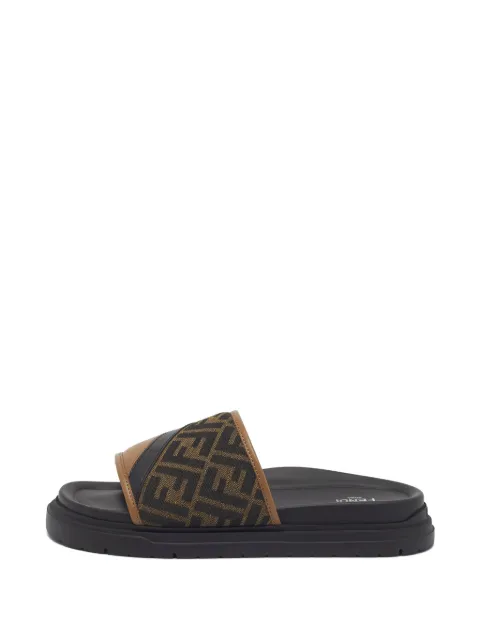 Fendi Pre-Owned FF monogram slide sandals Neutrals 1360580