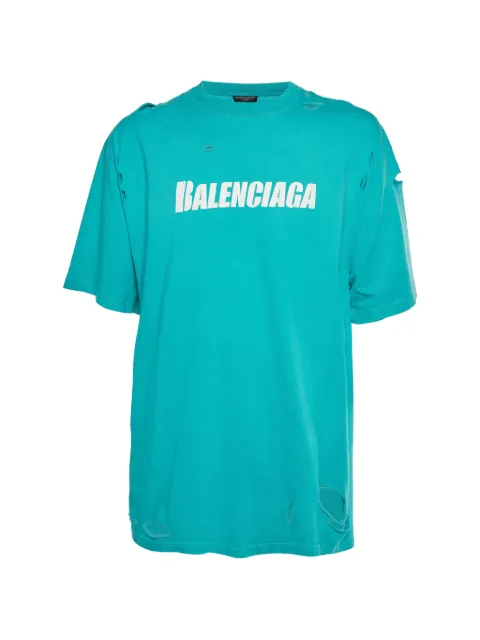 Balenciaga Pre-Owned distressed-finish T-shirt Blue 1334452