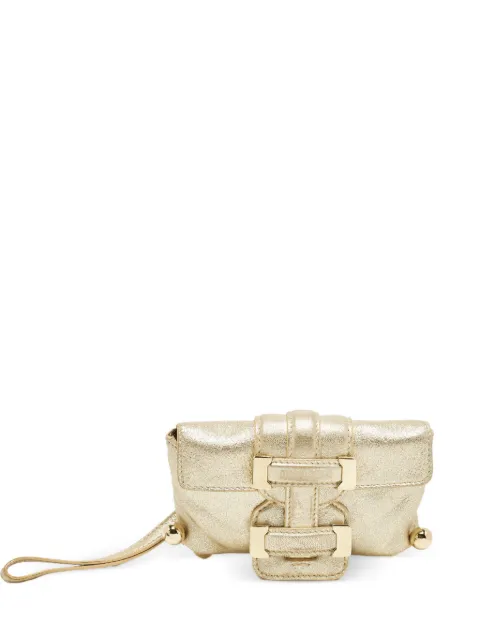 Roberto Cavalli Vintage metallic-finish wristlet pouch Gold 1271333