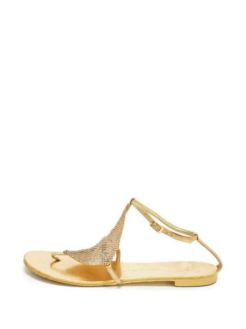 Giuseppe Zanotti Vintage crystal-embellished flat sandals Gold 1286541